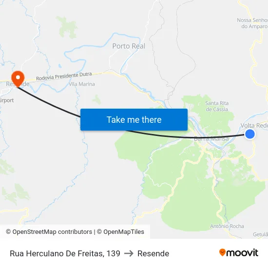 Rua Herculano De Freitas, 139 to Resende map
