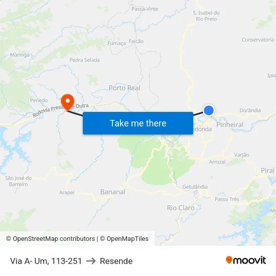 Via A- Um, 113-251 to Resende map