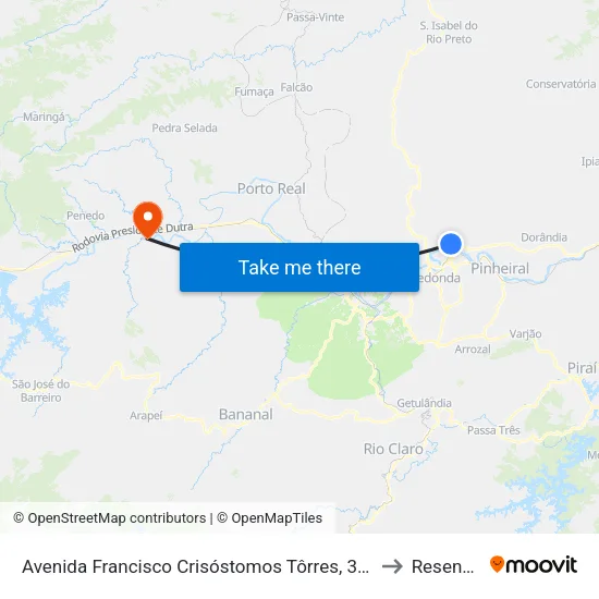 Avenida Francisco Crisóstomos Tôrres, 330 to Resende map