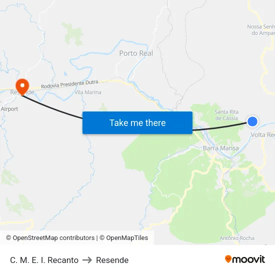 C. M. E. I. Recanto, Volta Redonda to Resende map