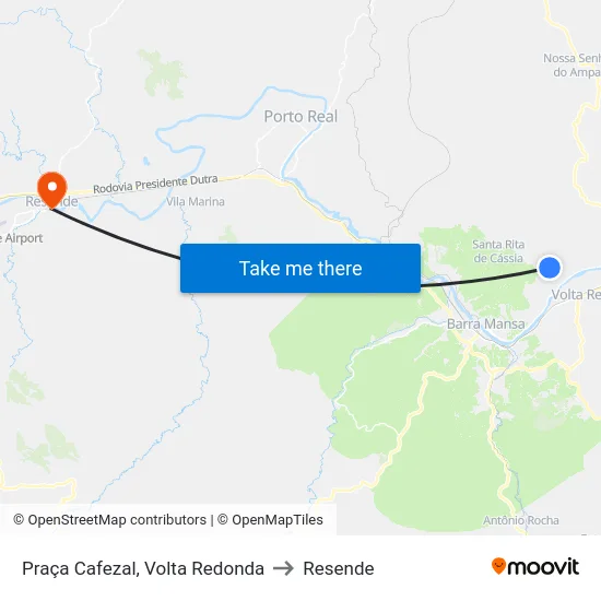 Praça Cafezal, Volta Redonda to Resende map