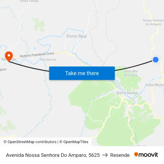 Avenida Nossa Senhora Do Amparo, 5625 to Resende map