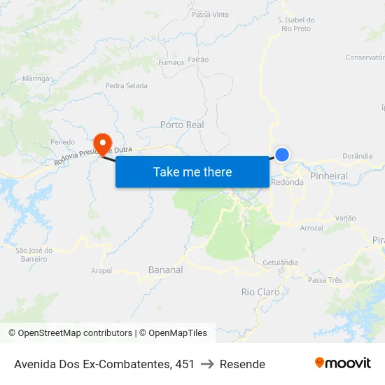 Avenida Dos Ex-Combatentes, 451 to Resende map