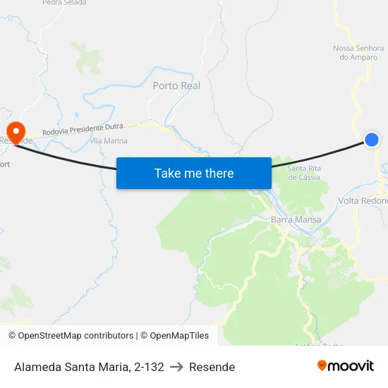 Alameda Santa Maria - B. Stª. Cruz Ii, Volta Redonda to Resende map