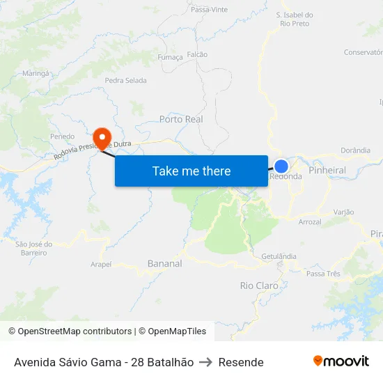 Avenida Sávio Cotta De Almeida Gama - B. Retiro, Volta Redonda to Resende map