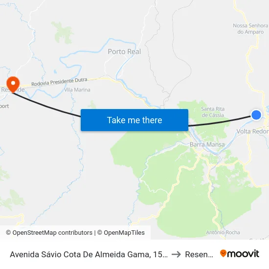 Avenida Sávio Cota De Almeida Gama, 1579 to Resende map
