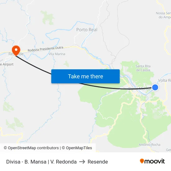 Divisa - B. Mansa | V. Redonda to Resende map