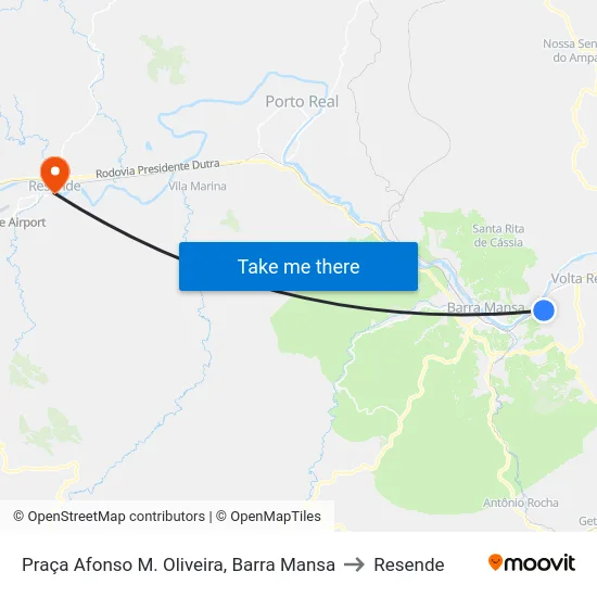 Praça Afonso M. Oliveira, Barra Mansa to Resende map