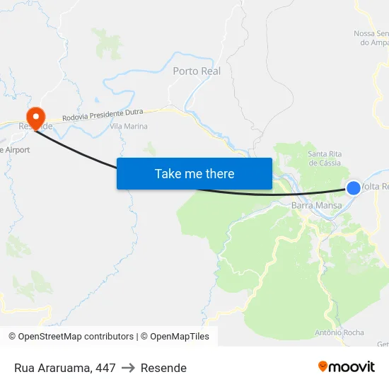 Rua Araruama, 447 to Resende map