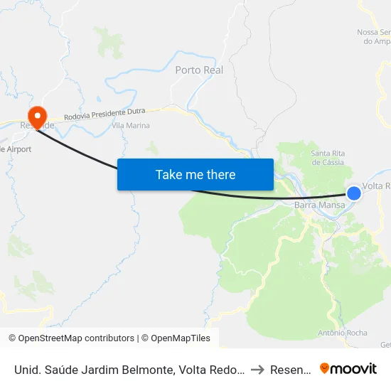Unid. Saúde Jardim Belmonte, Volta Redonda to Resende map