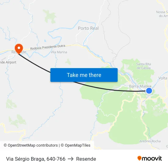 Via Sérgio Braga, 640-766 to Resende map