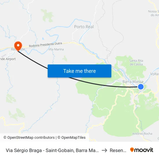 Via Sérgio Braga - Saint-Gobain, Barra Mansa to Resende map