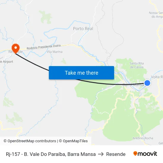Rj-157 - B. Vale Do Paraíba, Barra Mansa to Resende map