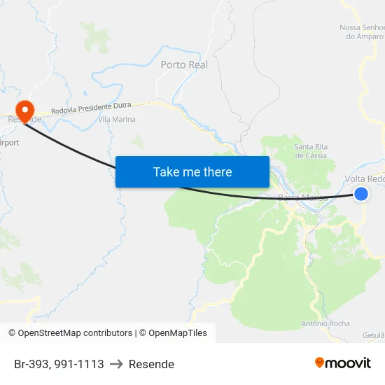 Br-393, 991-1113 to Resende map