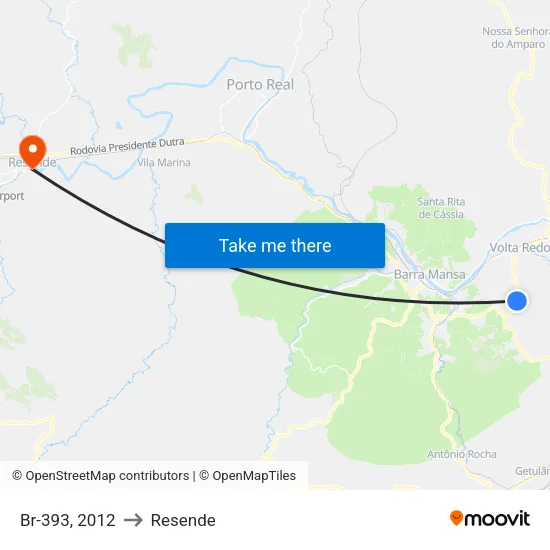 Br-393, 2012 to Resende map