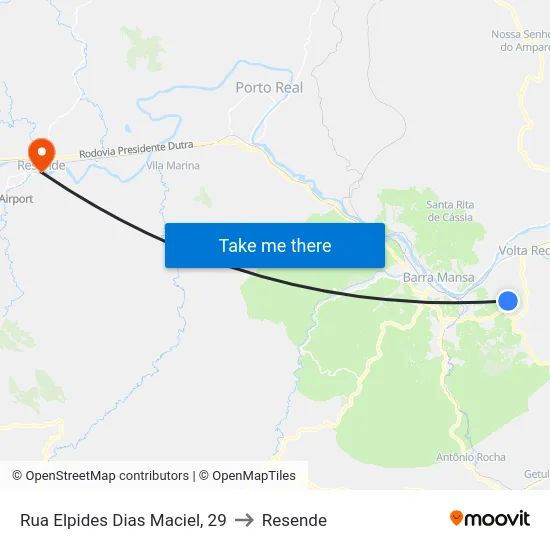 Rua Elpides Dias Maciel, 29 to Resende map