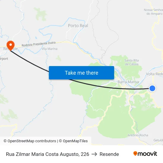 Rua Zilmar Maria Costa Augusto, 226 to Resende map