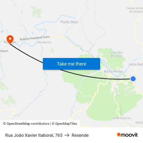 Rua João Xavier Itaboraí, 765 to Resende map