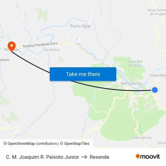 C. M. Joaquim R. Peixoto Junior, Barra Mansa to Resende map