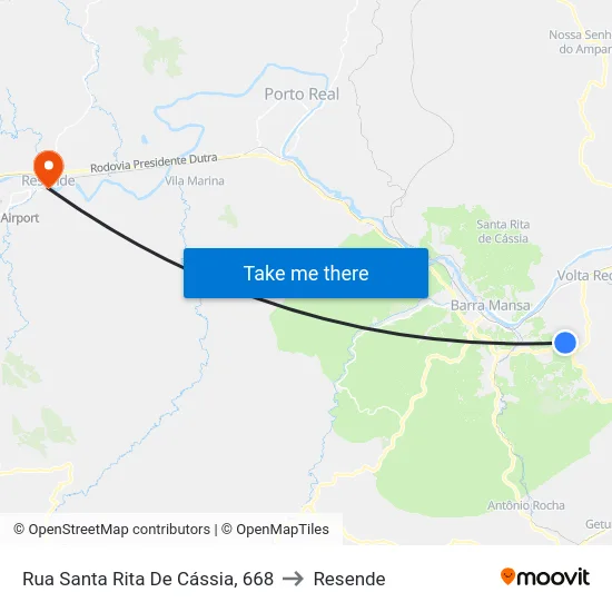 Rua Santa Rita De Cássia, 668 to Resende map