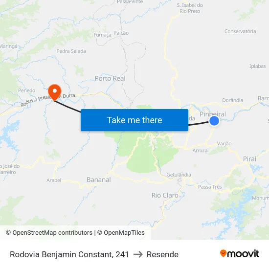 Rodovia Benjamin Constant, 241 to Resende map