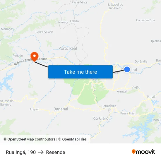 Rua Ingá, 190 to Resende map