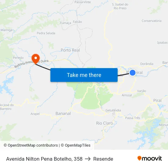 Avenida Nilton Pena Botelho - B. São Jorge, Pinheiral to Resende map
