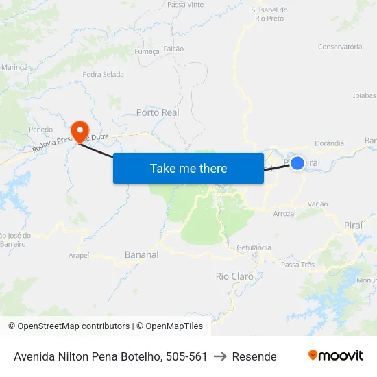 Avenida Nilton Pena Botelho - B. São Jorge, Pinheiral to Resende map