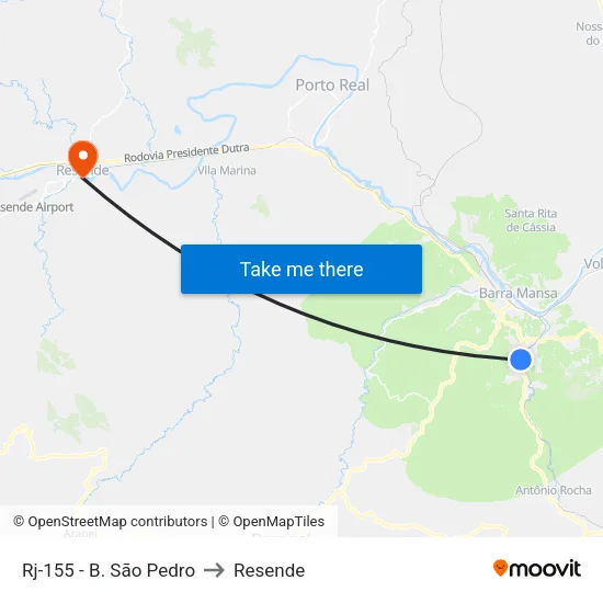 Rj-155 - B. São Pedro, Barra Mansa to Resende map