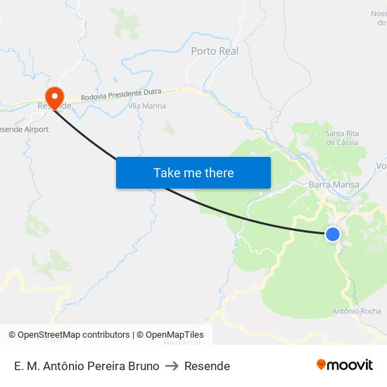 E. M. Antônio Pereira Bruno to Resende map