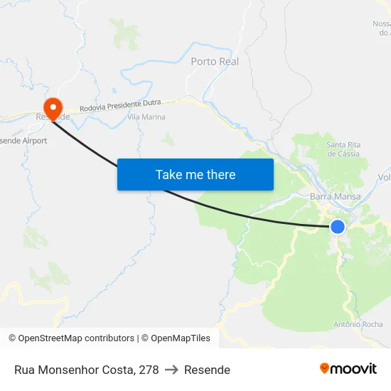 Rua Monsenhor Costa, 278 to Resende map