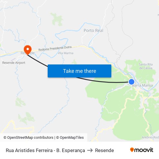 Rua Aristides Ferreira - B. Esperança to Resende map