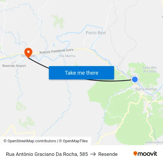Rua Antônio Graciano Da Rocha, 585 to Resende map