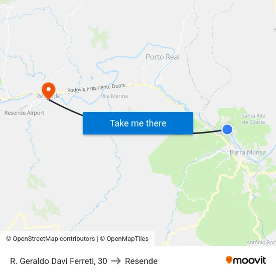 R. Geraldo Davi Ferreti, 30 to Resende map