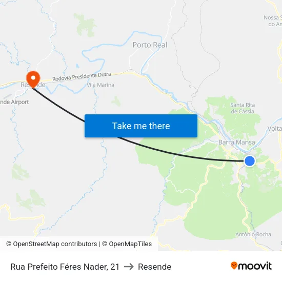 Rua Prefeito Féres Nader, 21 to Resende map