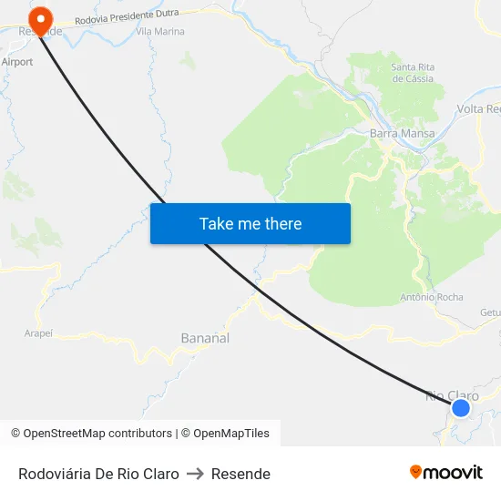 Rodoviária De Rio Claro to Resende map