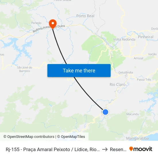 Rj-155 - Praça Amaral Peixoto / Lídice, Rio Claro to Resende map