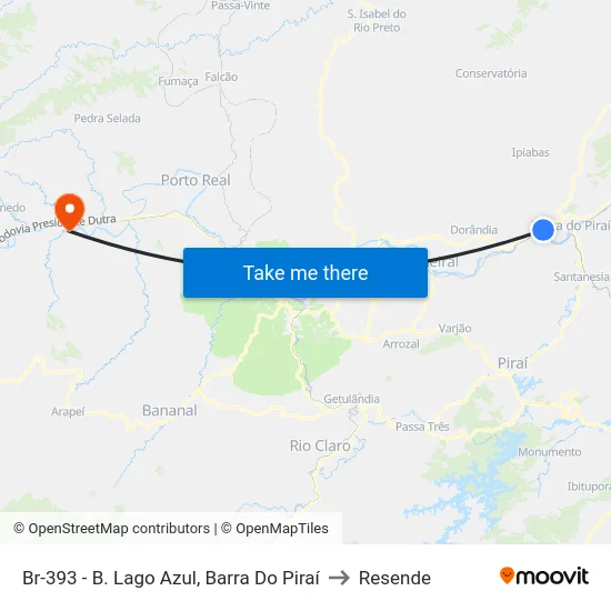 Br-393 - B. Lago Azul, Barra Do Piraí to Resende map