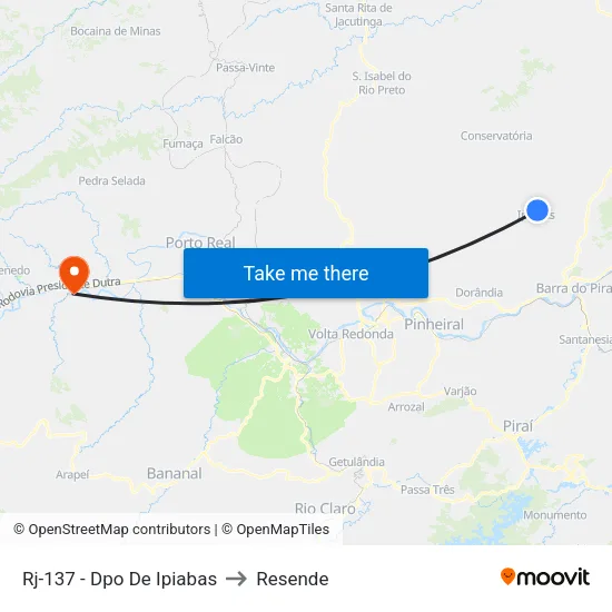 Rj-137 - Dpo De Ipiabas to Resende map