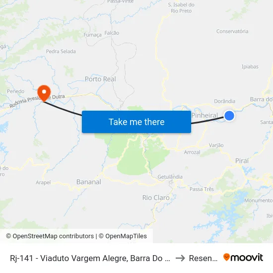 Rj-141 - Viaduto Vargem Alegre, Barra Do Piraí to Resende map