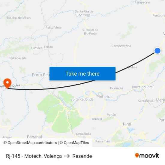 Rj-145 - Motech, Valença to Resende map