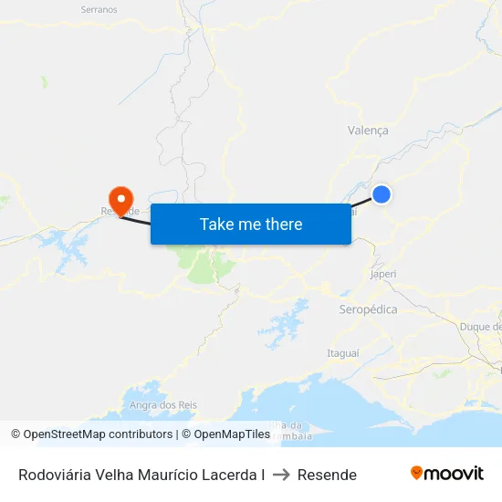 Rodoviária Velha Maurício Lacerda I to Resende map