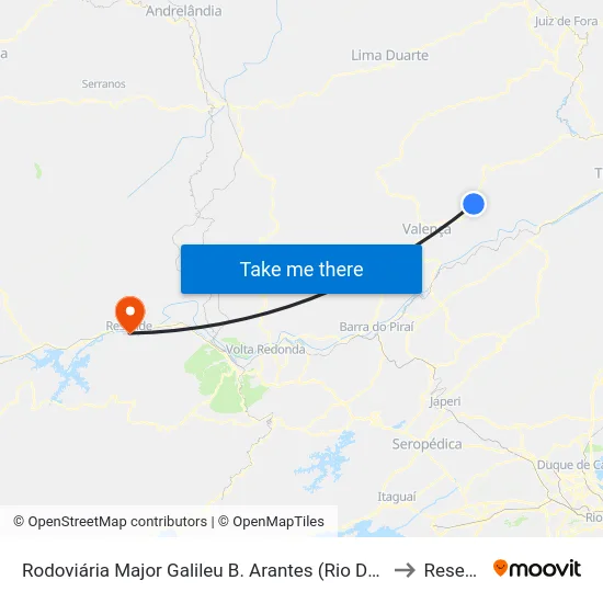 Rodoviária Major Galileu B. Arantes (Rio Das Flores) to Resende map
