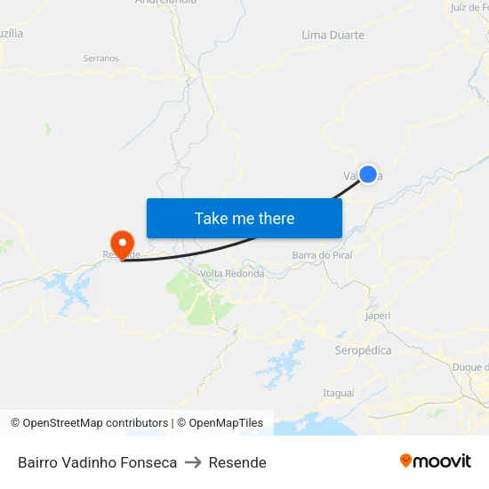 Rj-145 - Bairro Vadinho Fonseca (41), Valença to Resende map