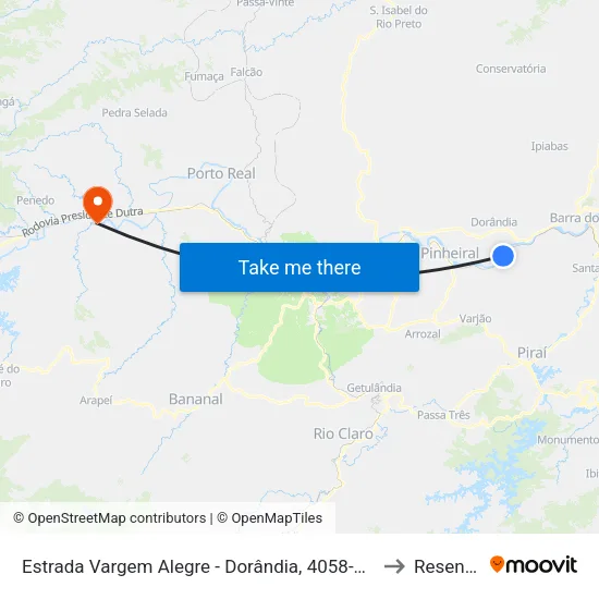 Estrada Vargem Alegre - Dorândia, 4058-4126 to Resende map
