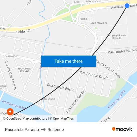 Passarela Paraíso, Resende to Resende map