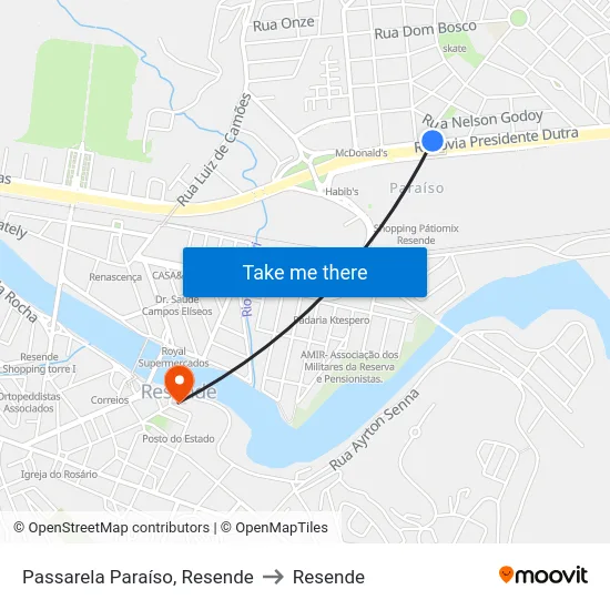 Passarela Paraíso, Resende to Resende map