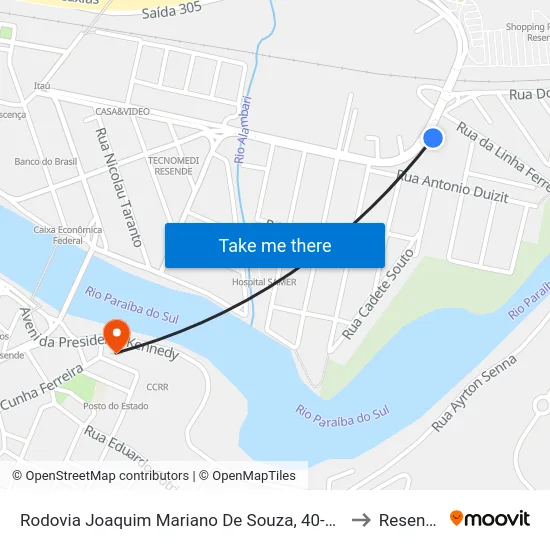 Rodovia Joaquim Mariano De Souza, 40-174 to Resende map