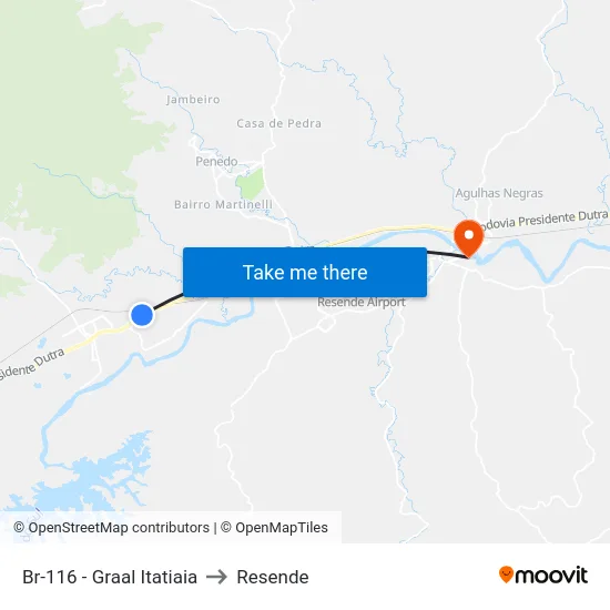 Br-116 - Graal Itatiaia to Resende map