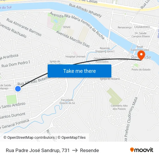 Rua Padre José Sandrup, 731 to Resende map